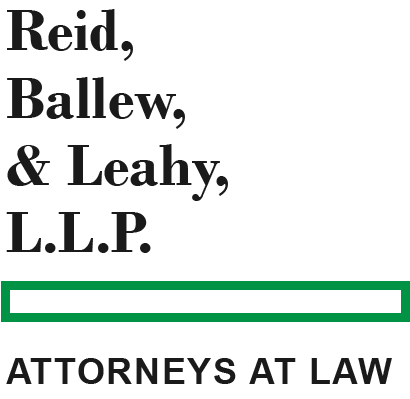 Reid, Ballew, & Leahy, L.L.P logo. Black Text then a green rectangle then black text saying Attorneys at Law