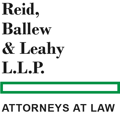 Reid, Ballew, & Leahy, L.L.P logo. Black Text then a green rectangle then black text saying Attorneys at Law